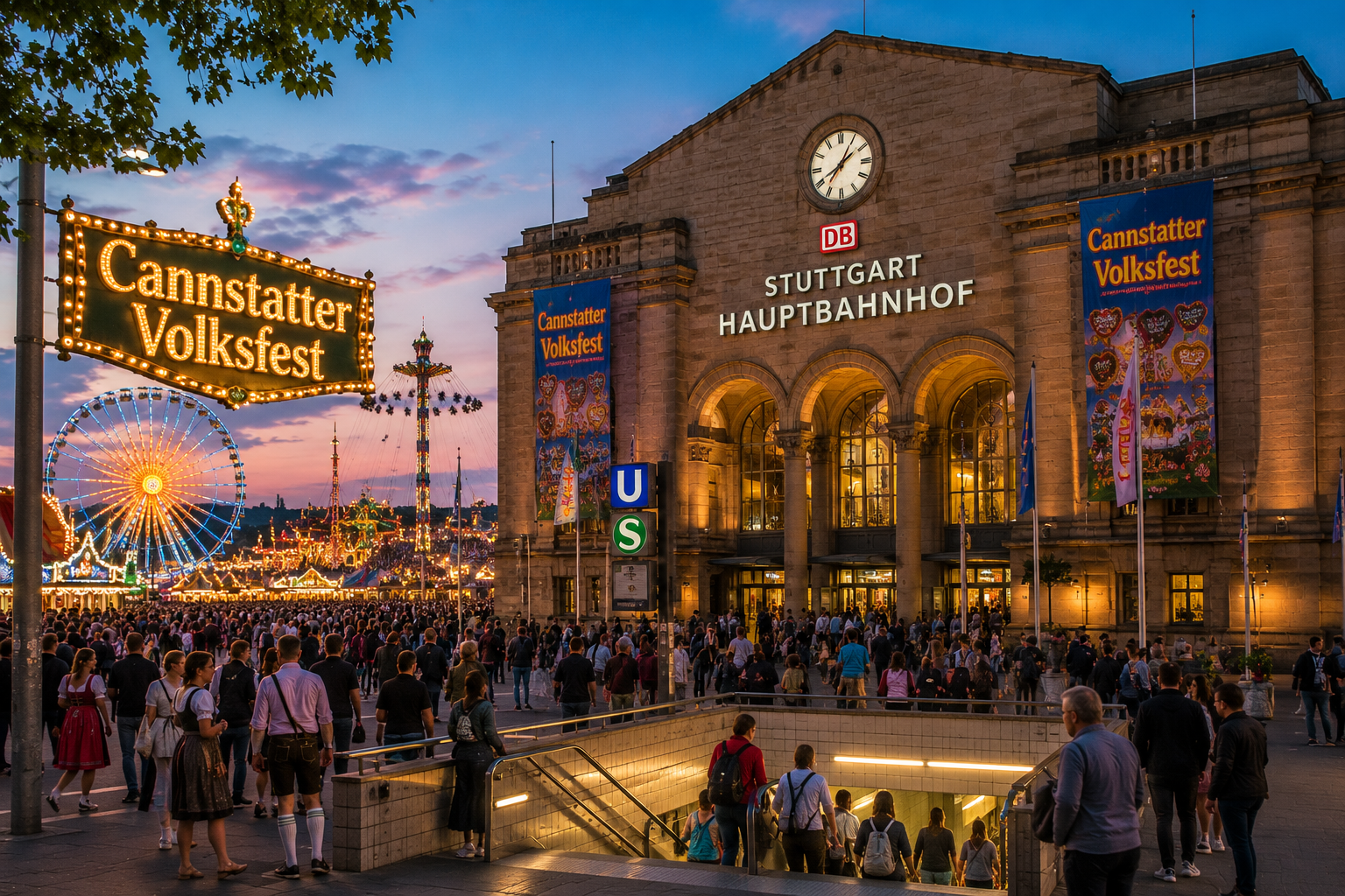 Modern train travel for Stuttgart Hauptbahnhof festival arrival