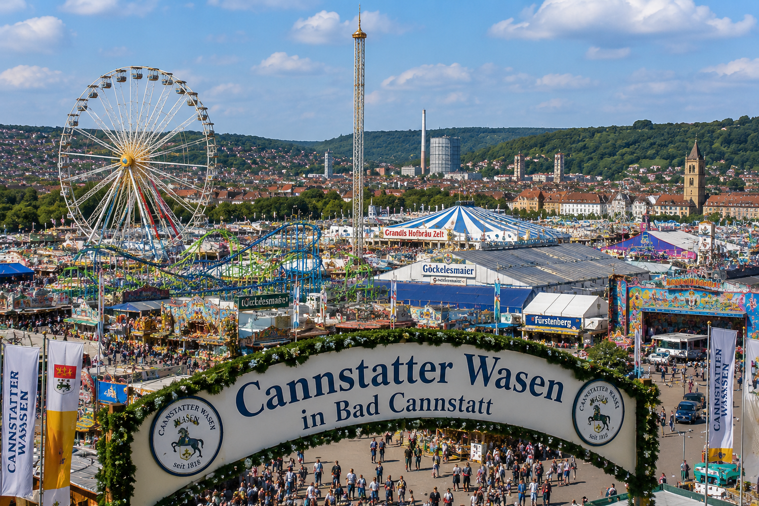 Stuttgart city view for Cannstatter Volksfest travel planning