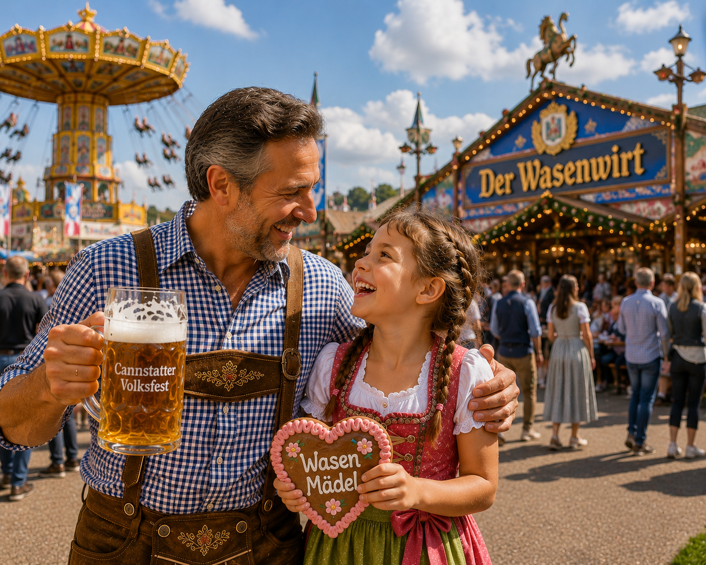 Family fairground ride lights for visitor services with children