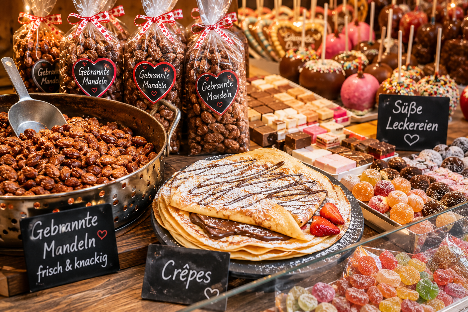 Sweet roasted nuts and fairground snack atmosphere
