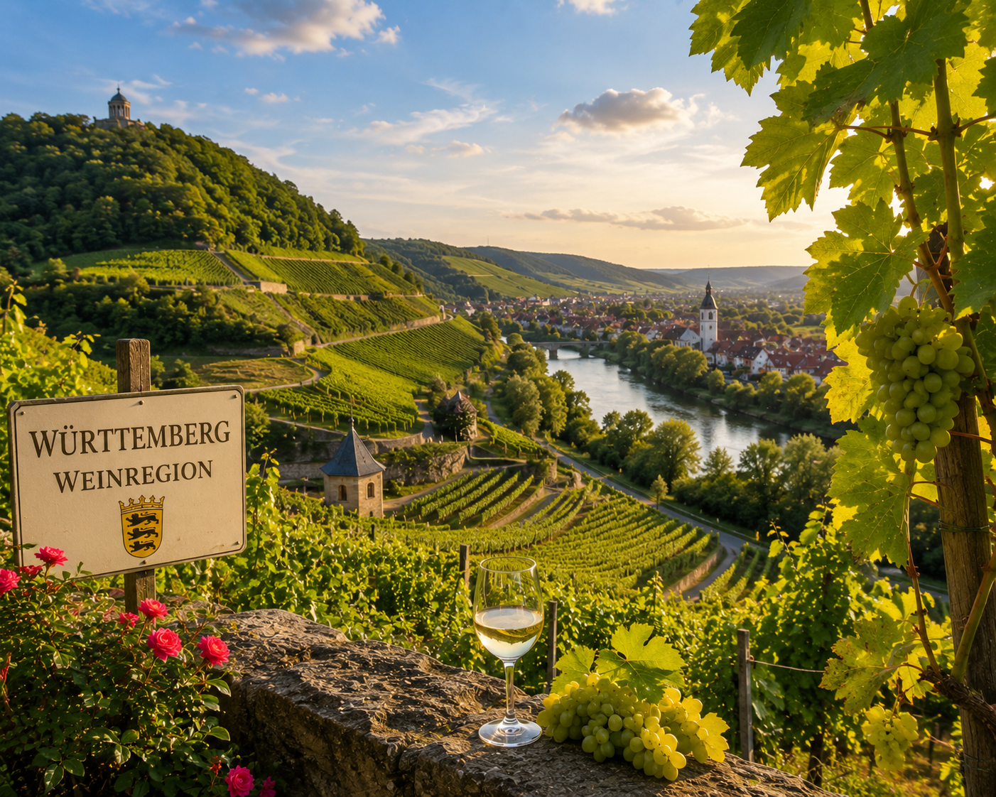 Vineyard hills near Stuttgart for Württemberg wine day trip