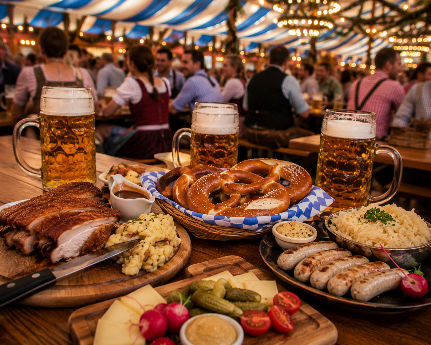 Fresh pretzels and festival snacks for Cannstatter Volksfest food planning
